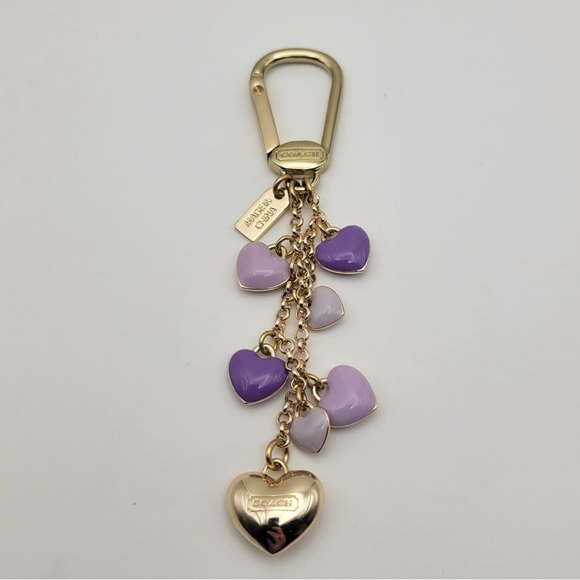 ❌SOLD❌ NWOT Coach Purple Hearts bag charm - Picture 1 of 3